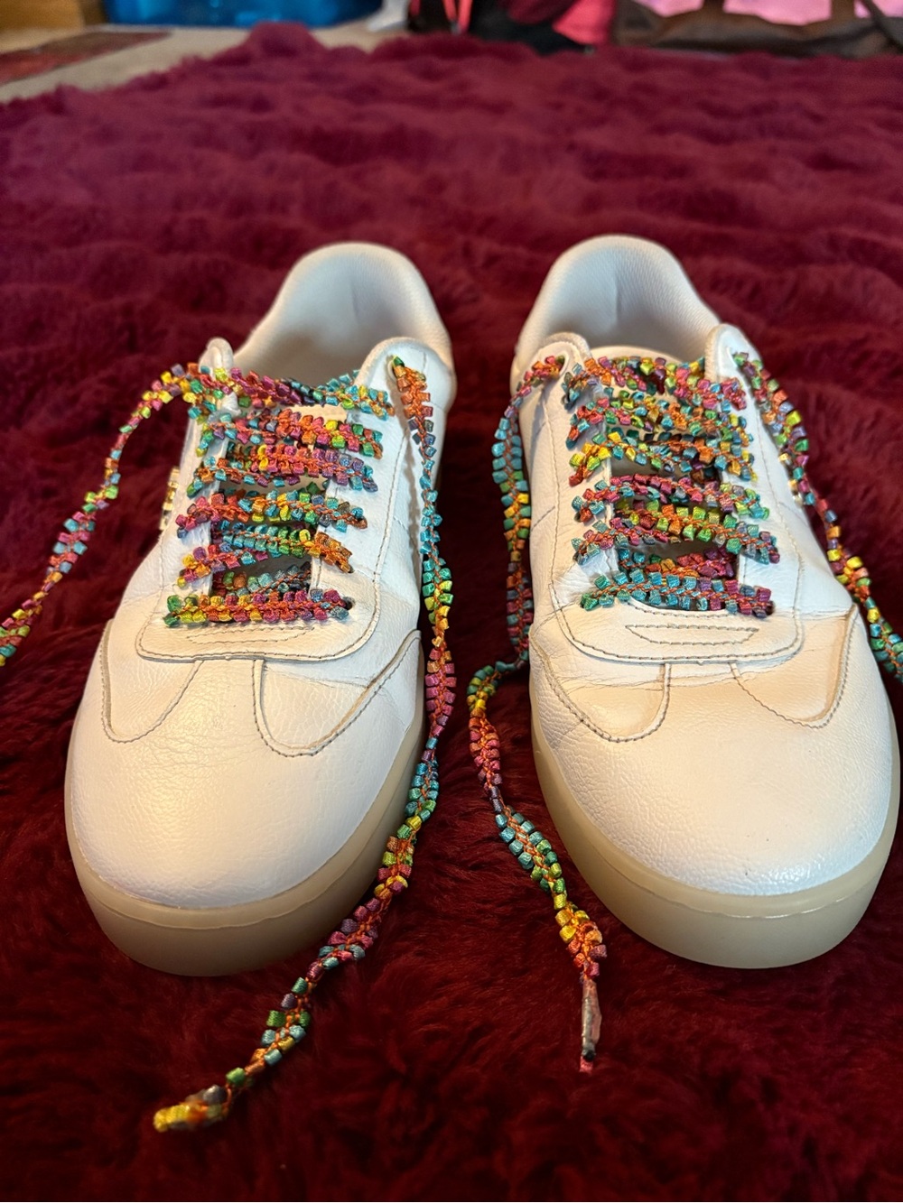 Calvin Klein White Sneakers with Multicolor Laces